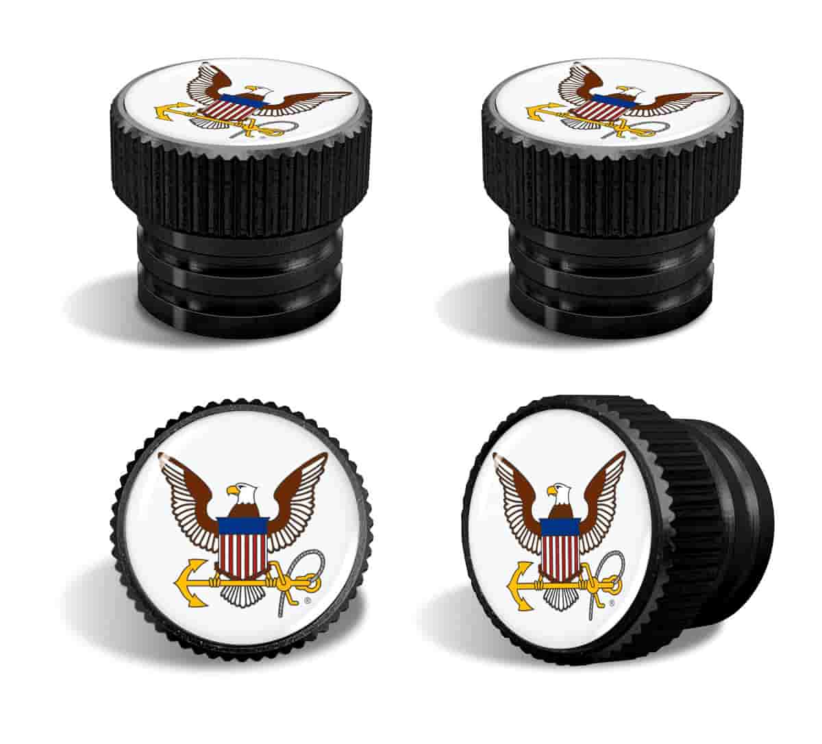 U.S. Navy Tire Valve Stem Caps – Black Aluminum Set of 4